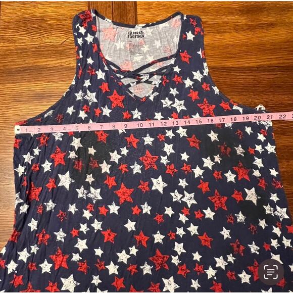 CELEBRATE TOGETHER American Stars Criss Cross Front Racerback Tank Size XXL - Picture 4 of 7
